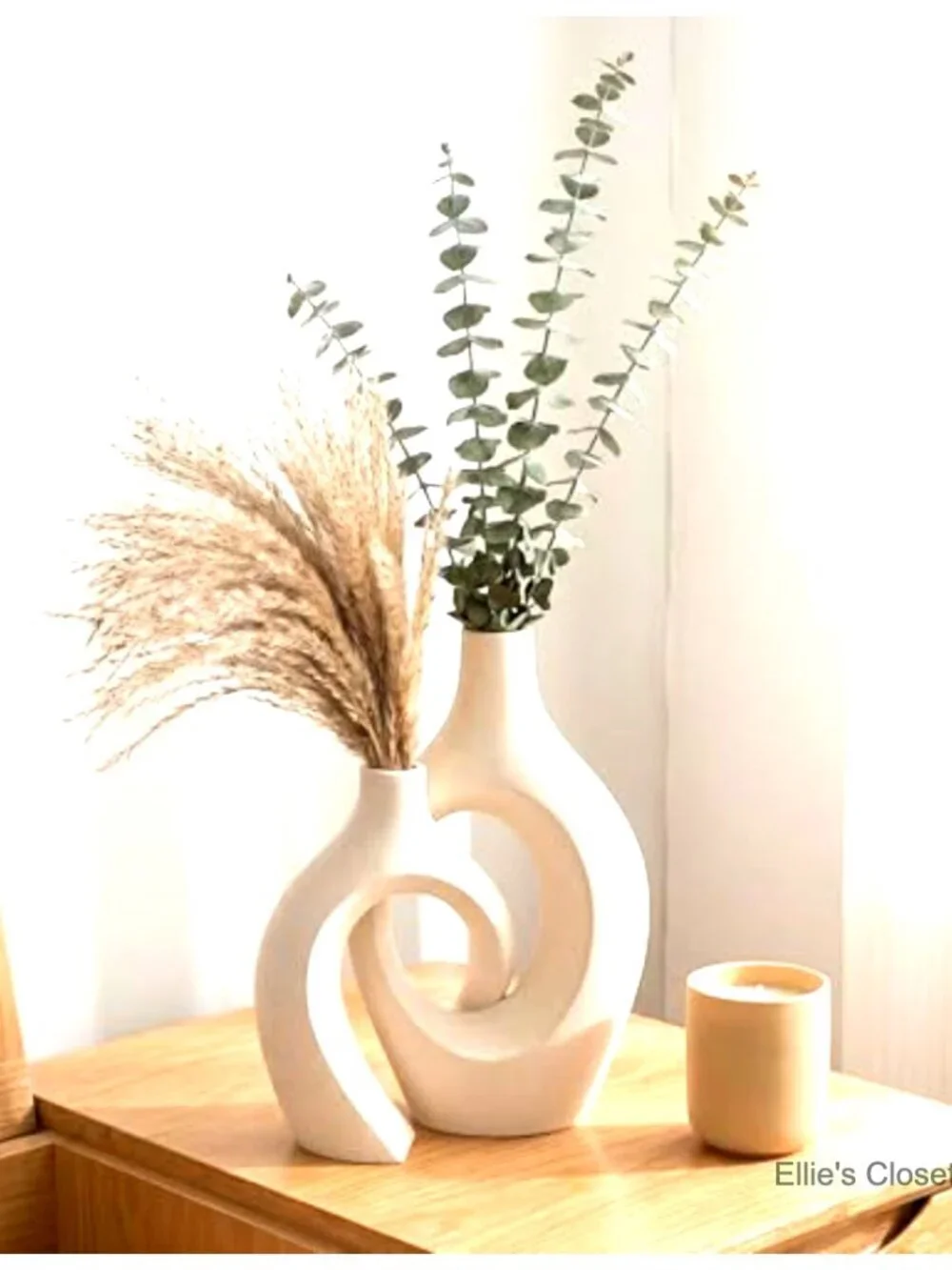 XL Ceramic Donut Vase Set of 2 - Modern Minimalist Home Decor